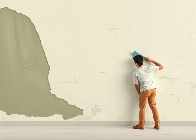 Application d'un enduit décoratif à la lisseuse sur un mur